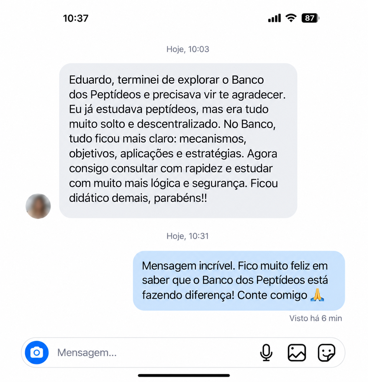 Conversa ilustrativa 1 sobre o Banco dos Peptídeos