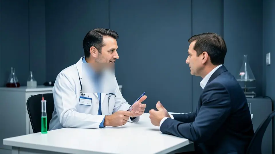 Consulta médica sobre resultados laboratoriais
