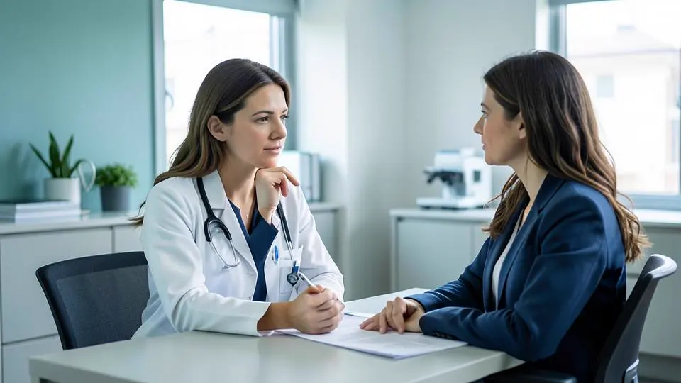 Consulta médica em ambiente clínico