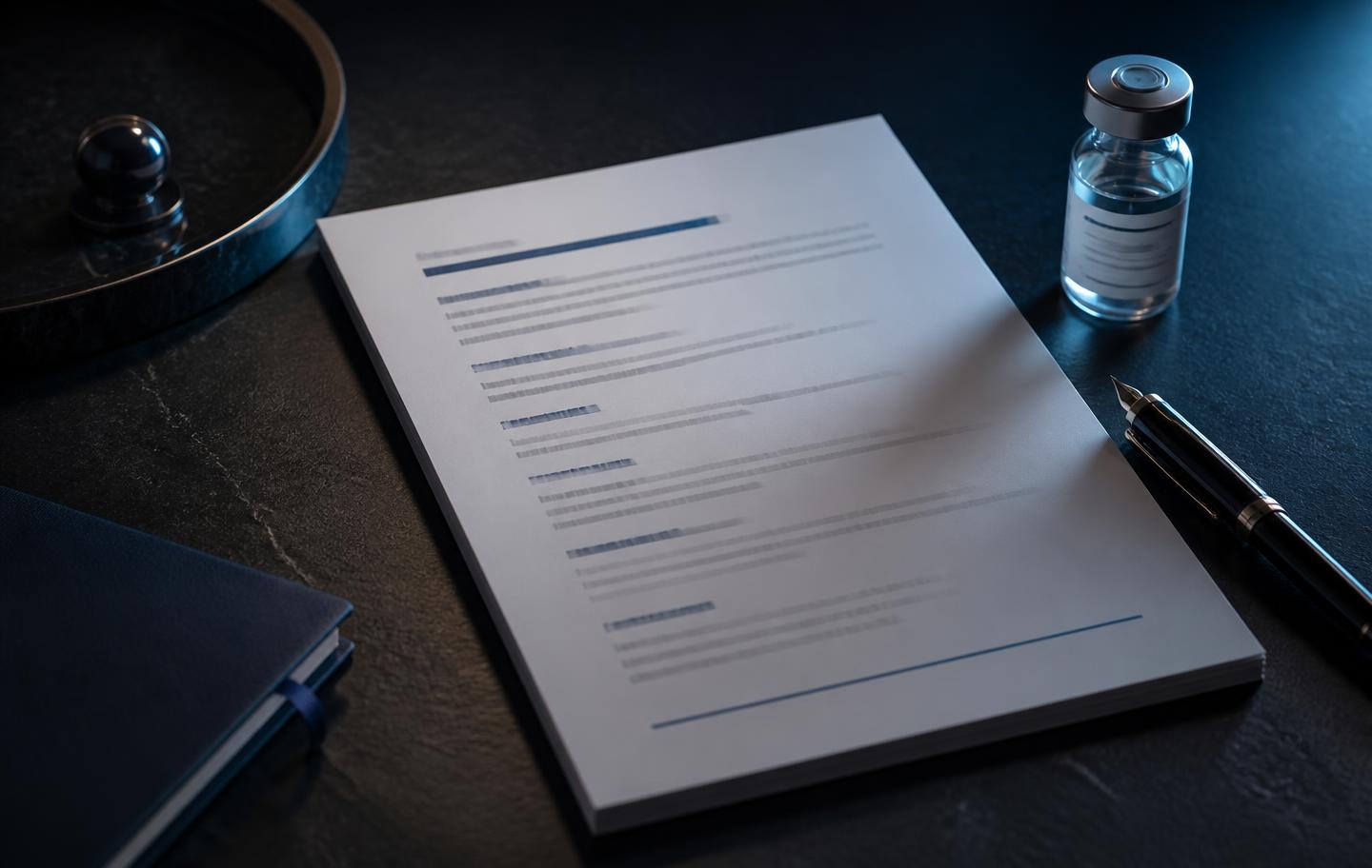 Protocolo clínico impresso em PDF sobre a mesa do consultório