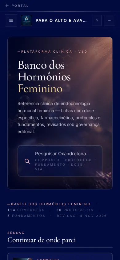 Banco dos Hormônios Feminino aberto no celular