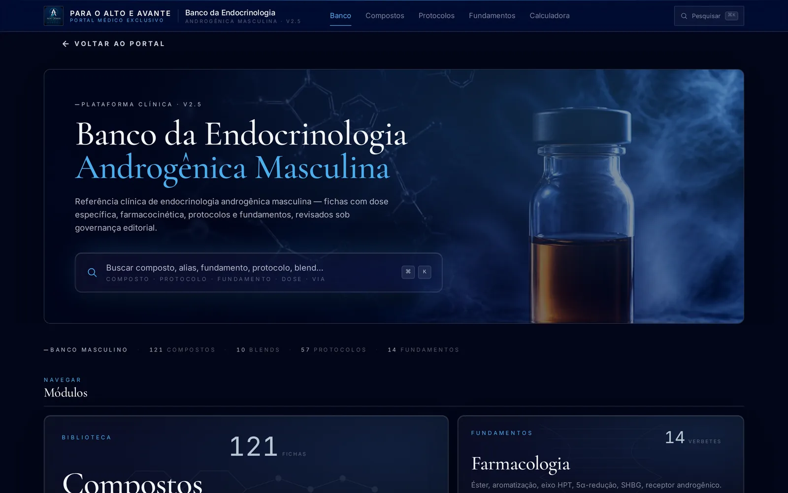 Tela inicial do Banco da Endocrinologia Androgênica Masculina