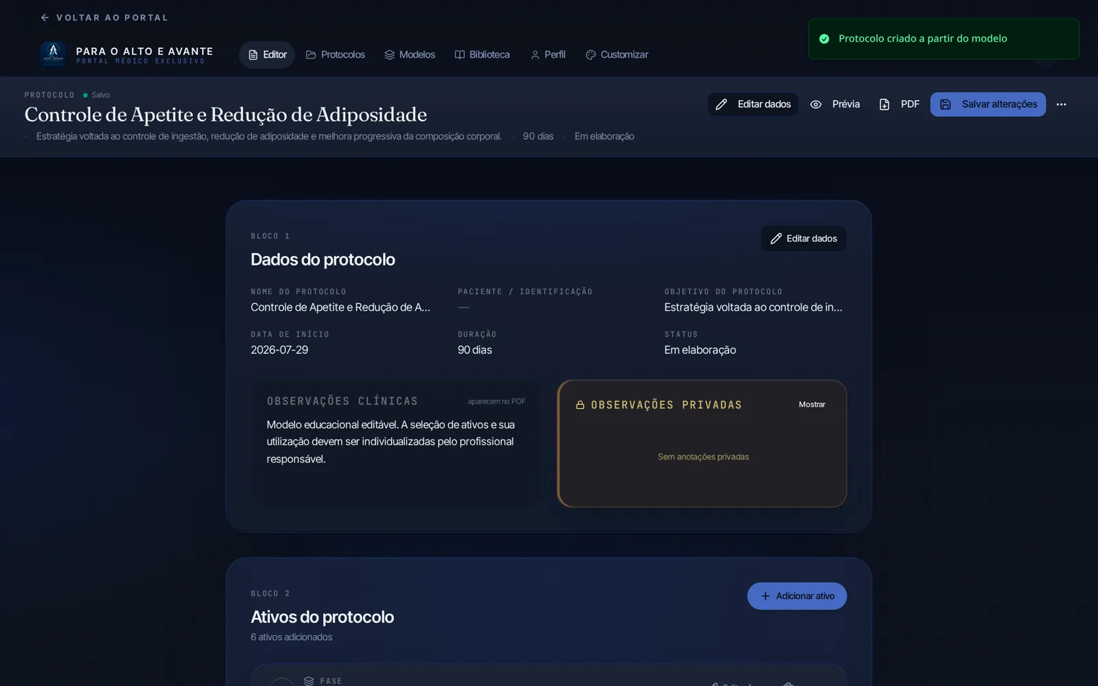 Editor de protocolo de peptídeos aberto